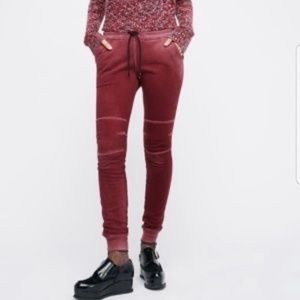 Cotton Citizen Maroon Moto-Style Joggers